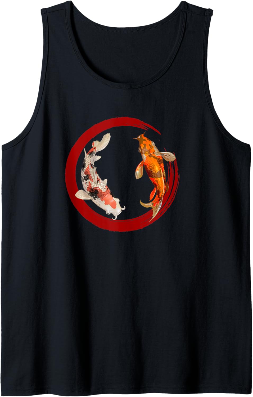 Koi Carpe Yin et Yang avec cercle rouge Débardeur